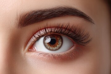 Obraz premium Stunning Eye Close-up: Lush Lashes, Defined Brow, Hazely Brown Iris