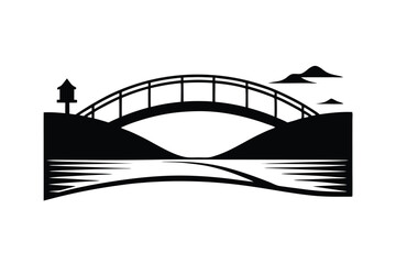 Arch Bridge Landscape Illustration