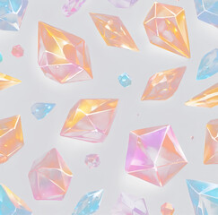Crystal glow and prism sparkle beam over rainbow reflection and light flare, transparent background with PNG shine and glitter crystal elements in abstract design effect and crystal surface PNG.