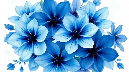 Blue Anemone Flowers - Vibrant Botanical Bloom Composition, AI Generated.
