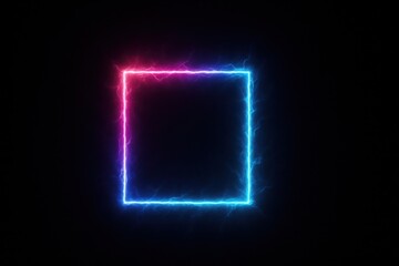 Vibrant electric square frame glowing against a dark backdrop enhancing artistic expression