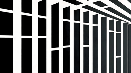 3d brutalism grid illustration, monochromatic black and white retro poster background. shape illusion. Illustration