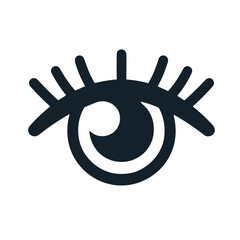 Eye with eyelashes vector icon in minimalist style on transparent background for beauty and vision concepts