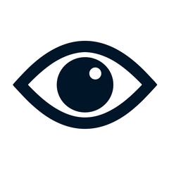 Simple eye vector icon in minimalist design on transparent background for vision and observation concepts