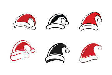 Santa Hat color vector set