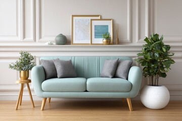 Serene Mint Sofa in Elegant Living Room Setting