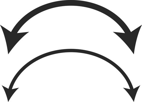 Dual semi circle Arrow. Double headed curved arrow symbol.  Semicircular curved. Replaceable design. two side arrow icons