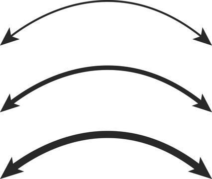 Dual semi circle Arrow. Double headed curved arrow symbol.  Semicircular curved. Replaceable design. two side arrow icons