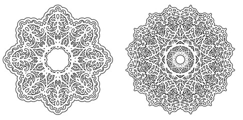 two types of black and white circular lace