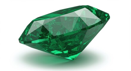 Green Gemstone Close-up on White Background