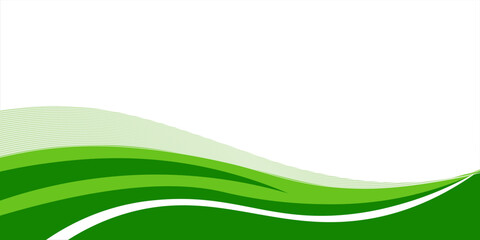 Abstract White and Green wave wide background banner