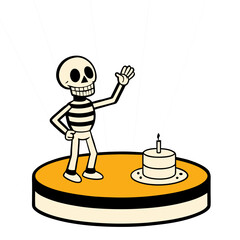Fototapeta premium skeleton spinning a cake turntable with one hand