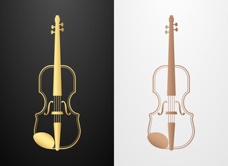 Violin icon in gold and bronze color © AnSeet