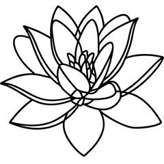 Line art lotus flower, monochrome design, for spiritual themes