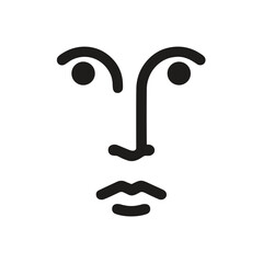 Abstract face vector icon for creativity and identity in minimalist design on transparent background
