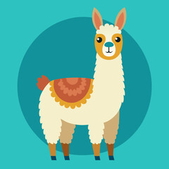 cute cartoon llama vector