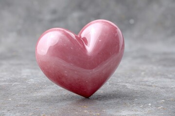 Fototapeta premium Rosy Heart: A Polished, Romantic Sculpture on Grey