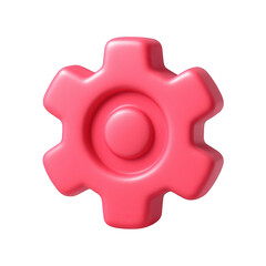 Pink 3D Gear Icon Setting Symbol