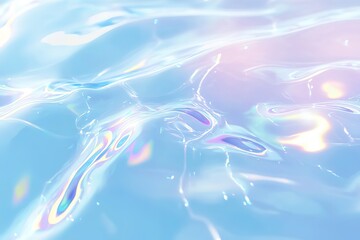 Iridescent light reflects through undulating, clear material, showcasing subtle color gradients with a transparent background
