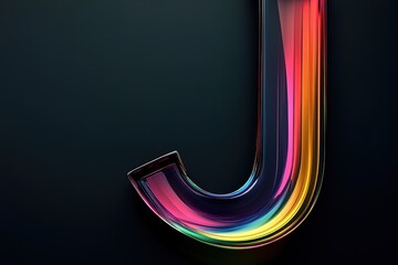 Luminous chromatic letter J stands majestically against a dark backdrop, casting a brilliant glow