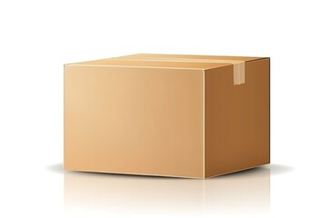 One closed brown cardboard box shows tape on top against a plain white background
