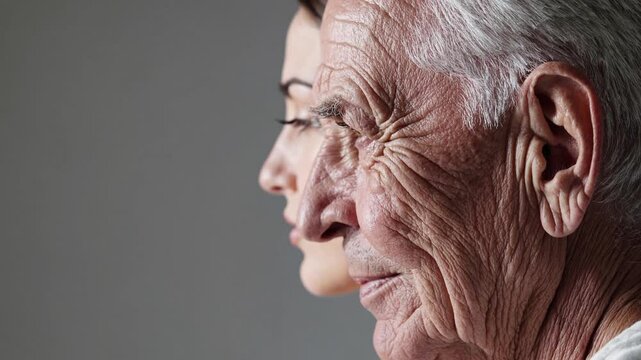 Exploring the contrast between youth and age through a powerful visual depiction of two faces