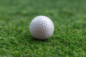 Obraz premium Golf Ball on Lush Green Turf: A Serene Sporting Image