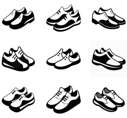 Black and White Shoe Icon Set – Vector Shoe Illustrations for Design