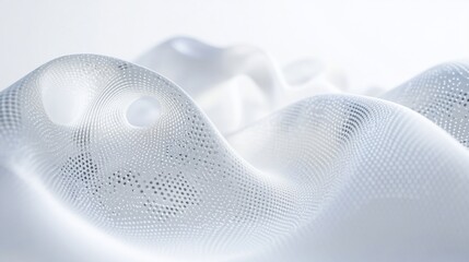 Abstract design with white perforated surface, minimalist and futuristic look