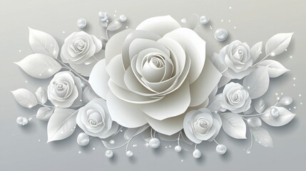 Elegant paper roses arrangement with pearls and shimmering accents