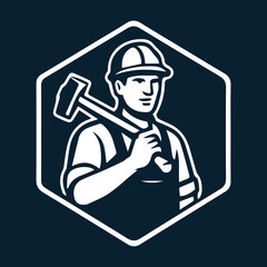 Construction Industrial Illustration Logo Clean Modern Design Vector 