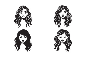 Woman Face Silhouette Vector Icons Stylish Female Haircut Clipart for Beauty and Fashion Design