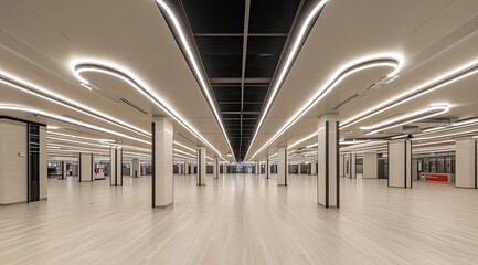 Obraz premium Empty modern hall with arched lighting