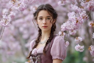 Fototapeta premium Portrait of Beautiful woman in a traditional Bavarian fashion