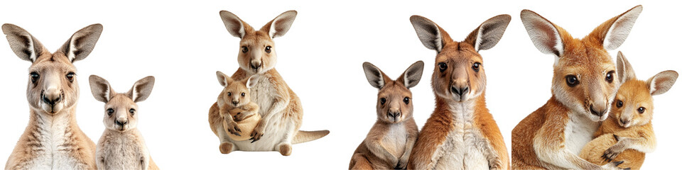 Fototapeta premium A Heartwarming Depiction of Kangaroos Holding Their Young in a Natural Setting