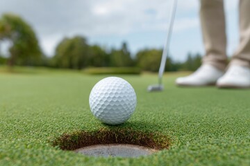 Golf Ball on Green: A Serene Putting Scene