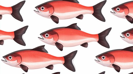 Seamless pattern showcasing vibrant red fish in a repetitive arrangement