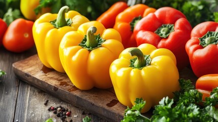 Fresh Yellow and Red Peppers