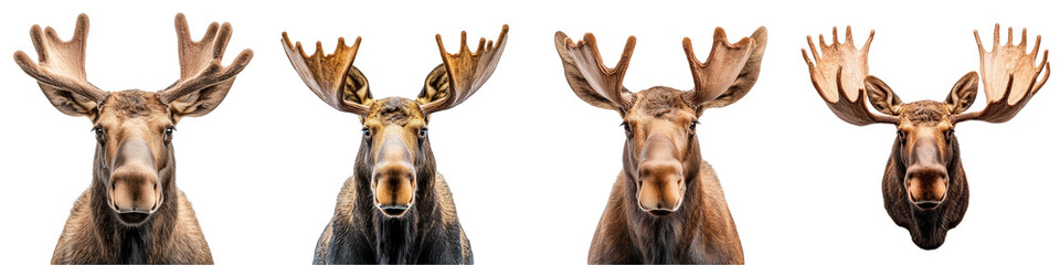 Fototapeta premium Majestic Moose Portraits Displaying Unique Features and Stunning Antlers in Detail
