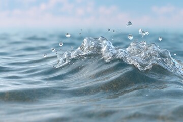Serene Ocean Wave: Crystal Bubbles and Gentle Movement