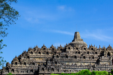 The Borobudur Temple, a 9th-century Mahayana Buddhist temple located in Magelang Regency, Central Java, Indonesia.
