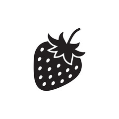 Strawberry Shape Vector Simple Black Silhouette Illustration.