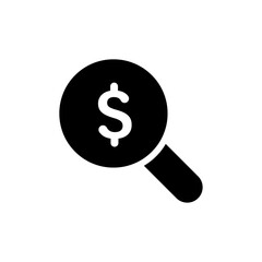 Magnifying glass icon with dollar sign, representing financial search, money analysis, or economic research.