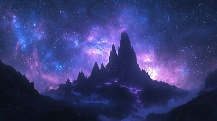 Naklejka premium Night mountain scene with bright constellations high resolution picture