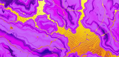 Magenta alcohol ink swirls, golden crackle accents on purple marble ,  decorative,  magenta