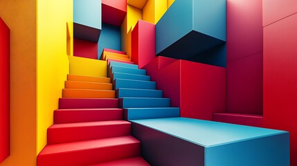 Vibrant geometric stairs in modern design high resolution picture