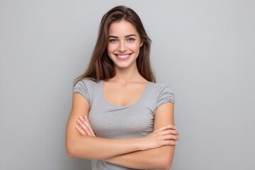 Fototapeta premium Smiling Woman: A Portrait of Serene Confidence