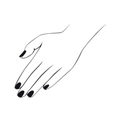 Elegant Female Hand Vector Illustration with Dark Fingernails on White
