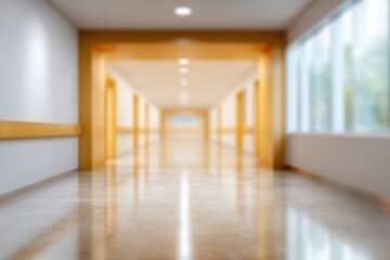 Fototapeta premium Serene Hospital Corridor: A Calm, Minimalist Interior
