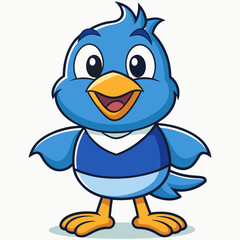 bird, cartoon, animal, blue, illustration, vector, twitter, cute, duck, art, tweet, icon, character, bluebird, funny, feather, wing, beak, happy, isolated, fun, baby, nature, christmas, white
